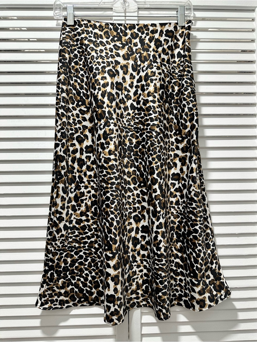 Leopard Print A-Line Midi Skirt - Brown/Black
